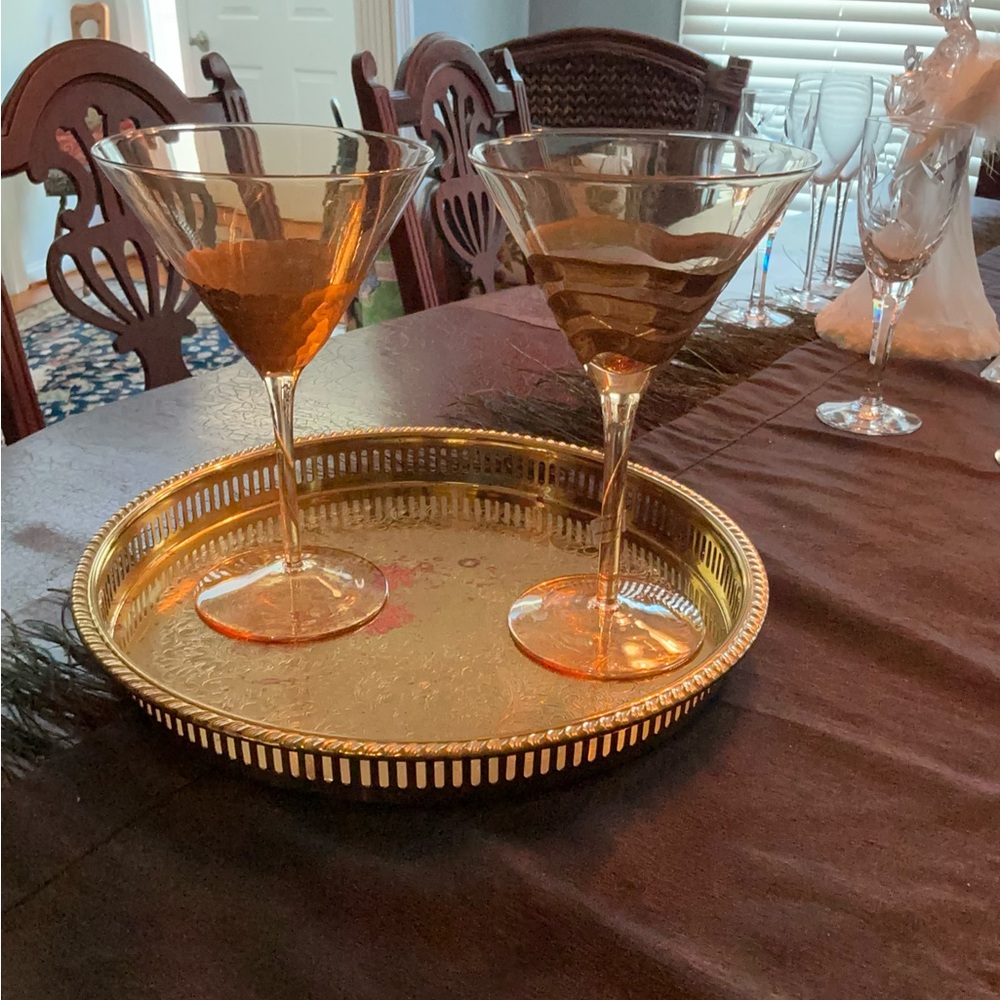 Mouth-Blown Crystal Romanian Oversized Martini Glasses (Set of 2)